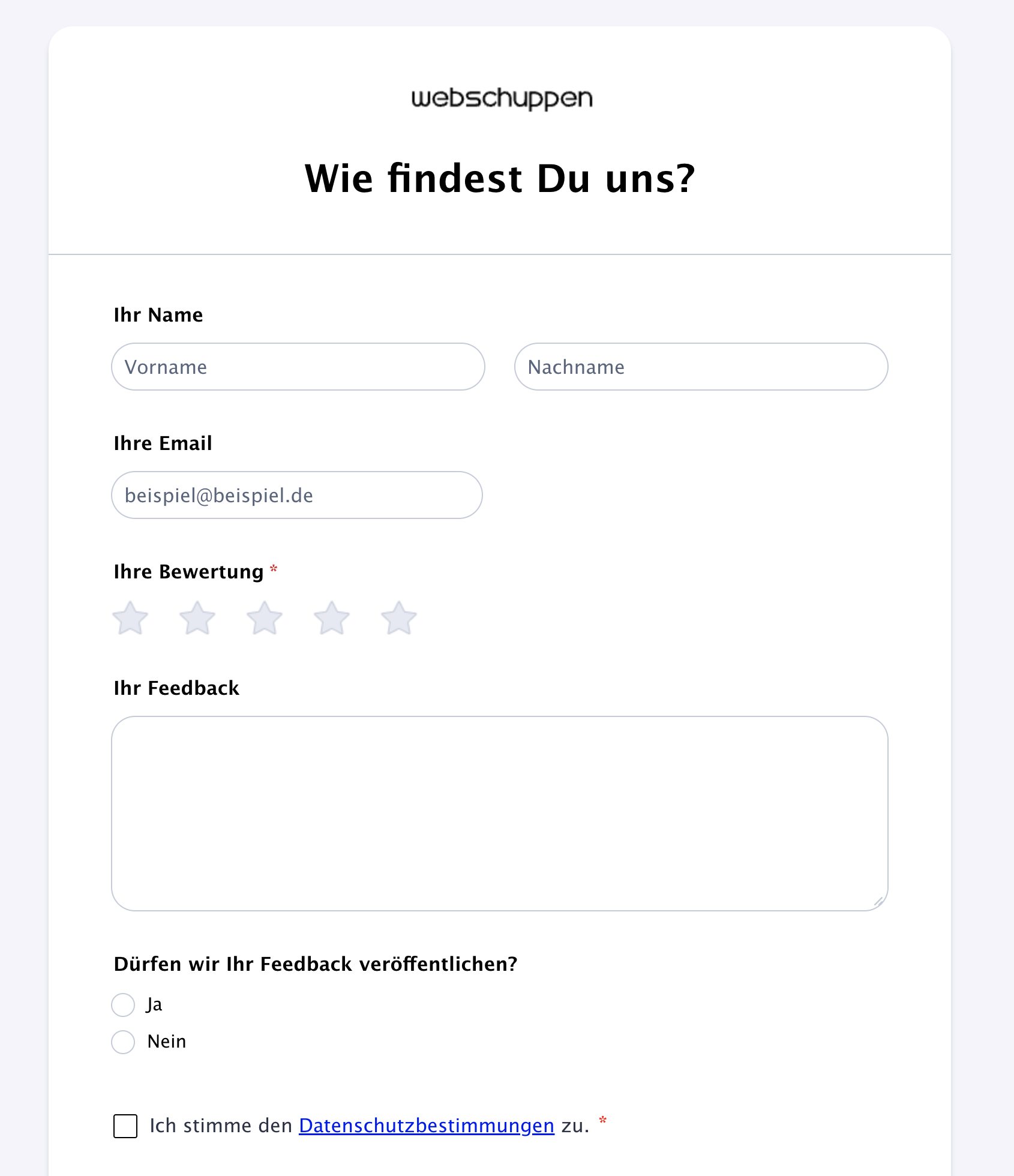 Feedbackformular Vorschau